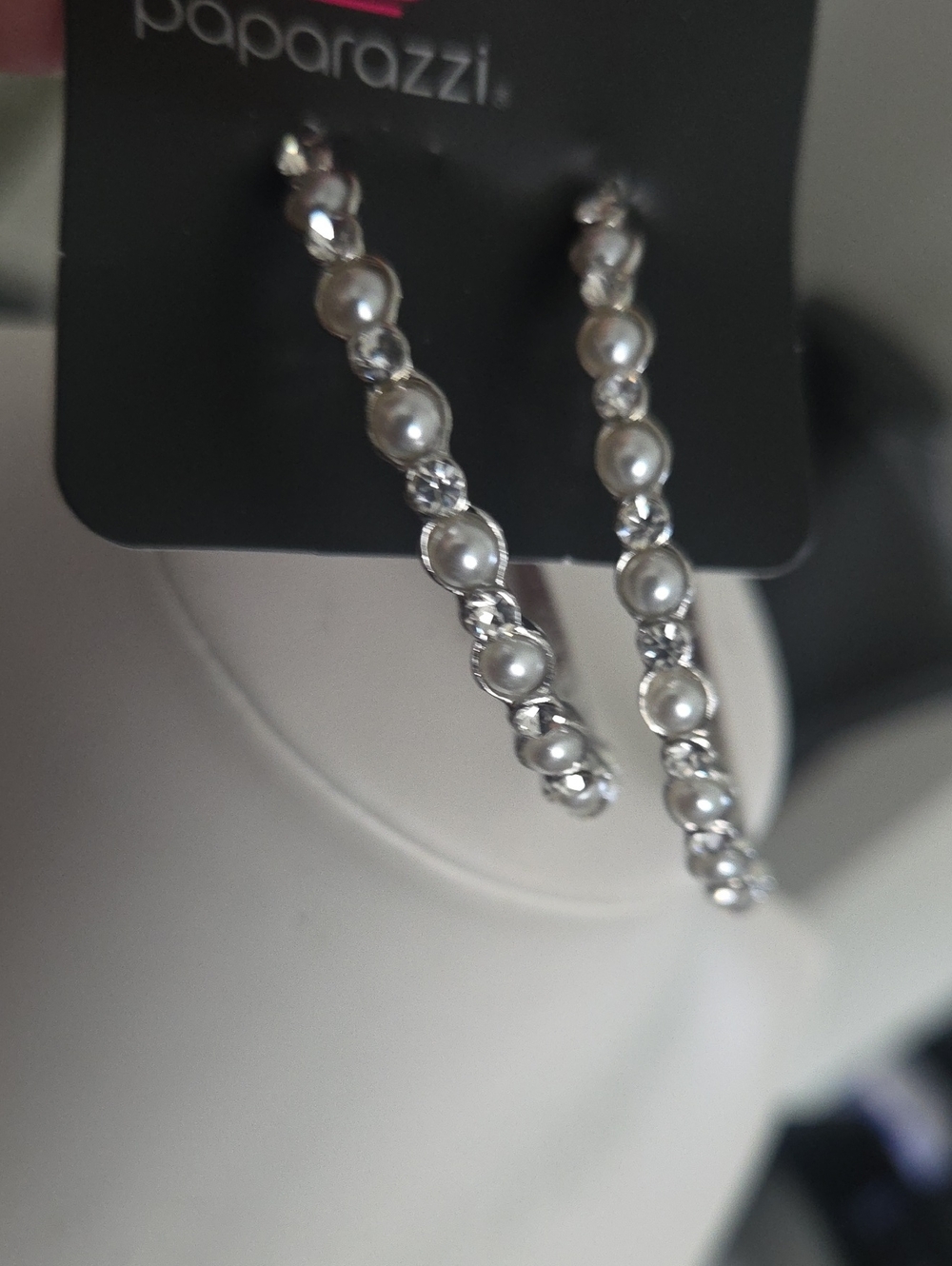 Paparazzi A Sweeping Success White Hoop Earrings NWT